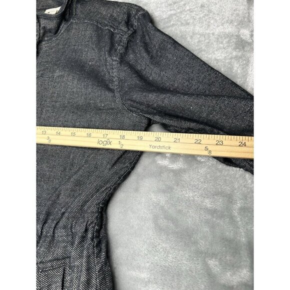 Eileen Fisher Jacket Medium Black Linen Blend Speckled Lightweight Snaps Zip Up - Picture 6 of 11